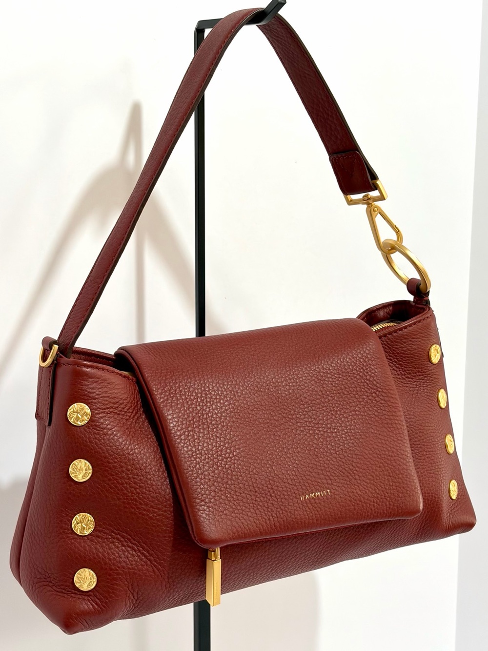Hammitt VIP Satchel In Pomodoro Red/Brushed Gold/Hammered Rivets. Like 🆕 - Picture 3 of 16